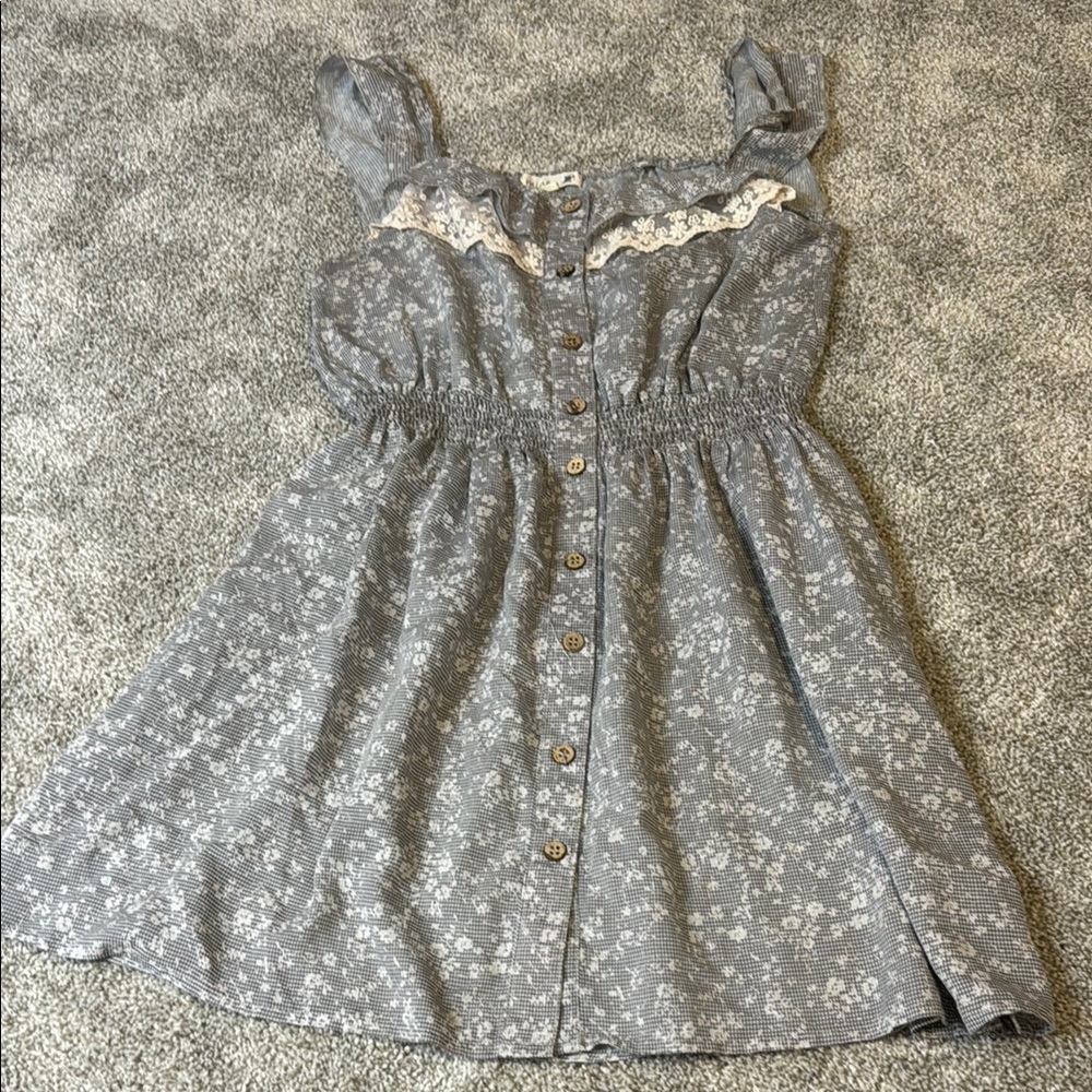 Floral Gray Button-up Dress